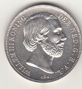 Willem III - 1 gulden 1865 UNC Top exemplaar -Sch.617, Verzenden, Koning Willem III, 1 gulden, Zilver