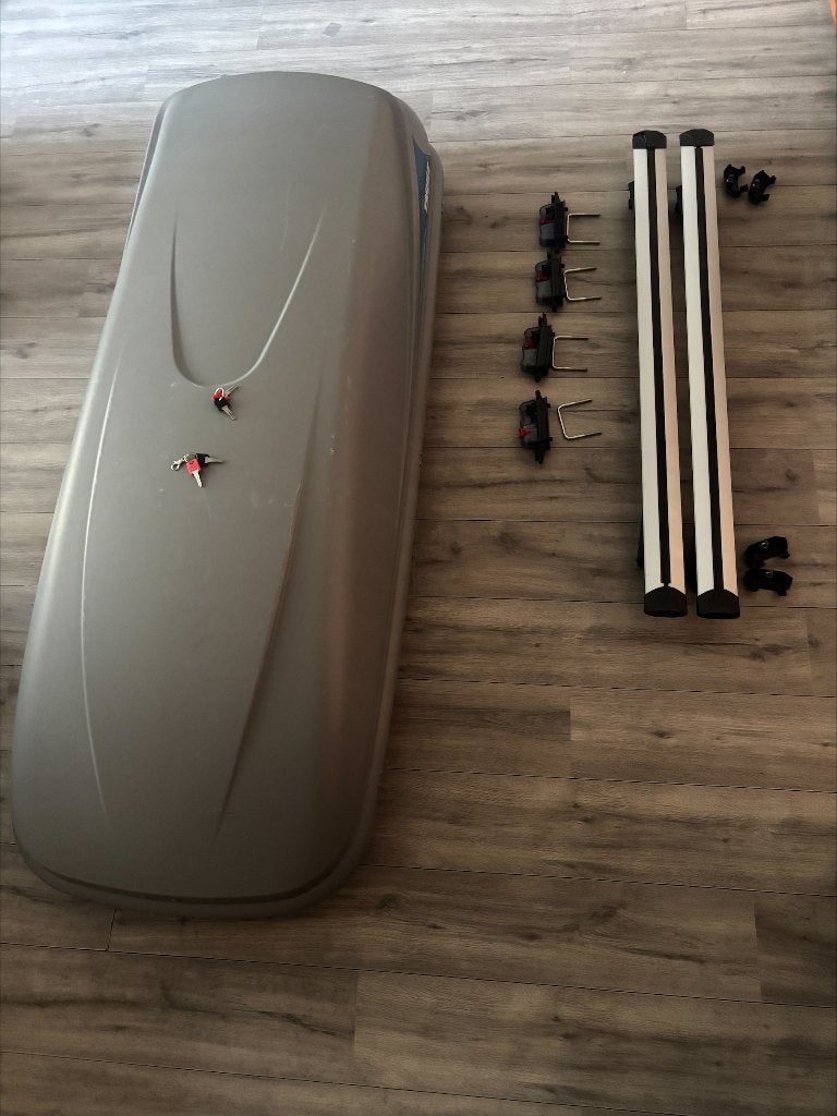 Te koop: Thule Ocean 780 dakkoffer + G3 dakdragers, Auto diversen, Dakkoffers, Ophalen, Gebruikt