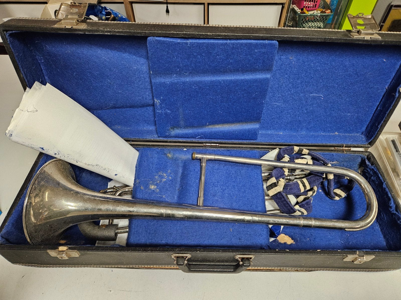 Vintage Ventiel trombone met Koffer - Gebruikt, Ophalen, Gebruikt, Overige typen, Met koffer