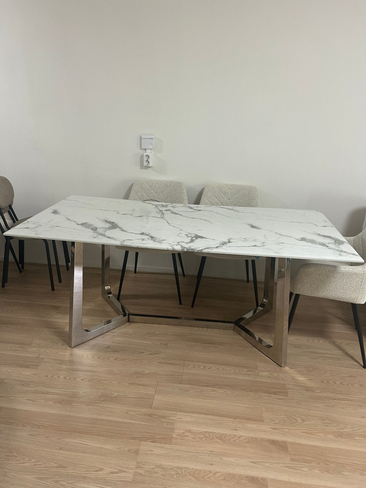 Marmeren Eettafel + Salontafel, Huis en Inrichting, Ophalen, Gebruikt, 150 tot 200 cm, Metaal
