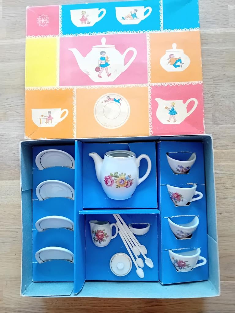 Vintage kinder theeserviesje met bloemenprint, Ophalen of Verzenden, Glas, Overige stijlen