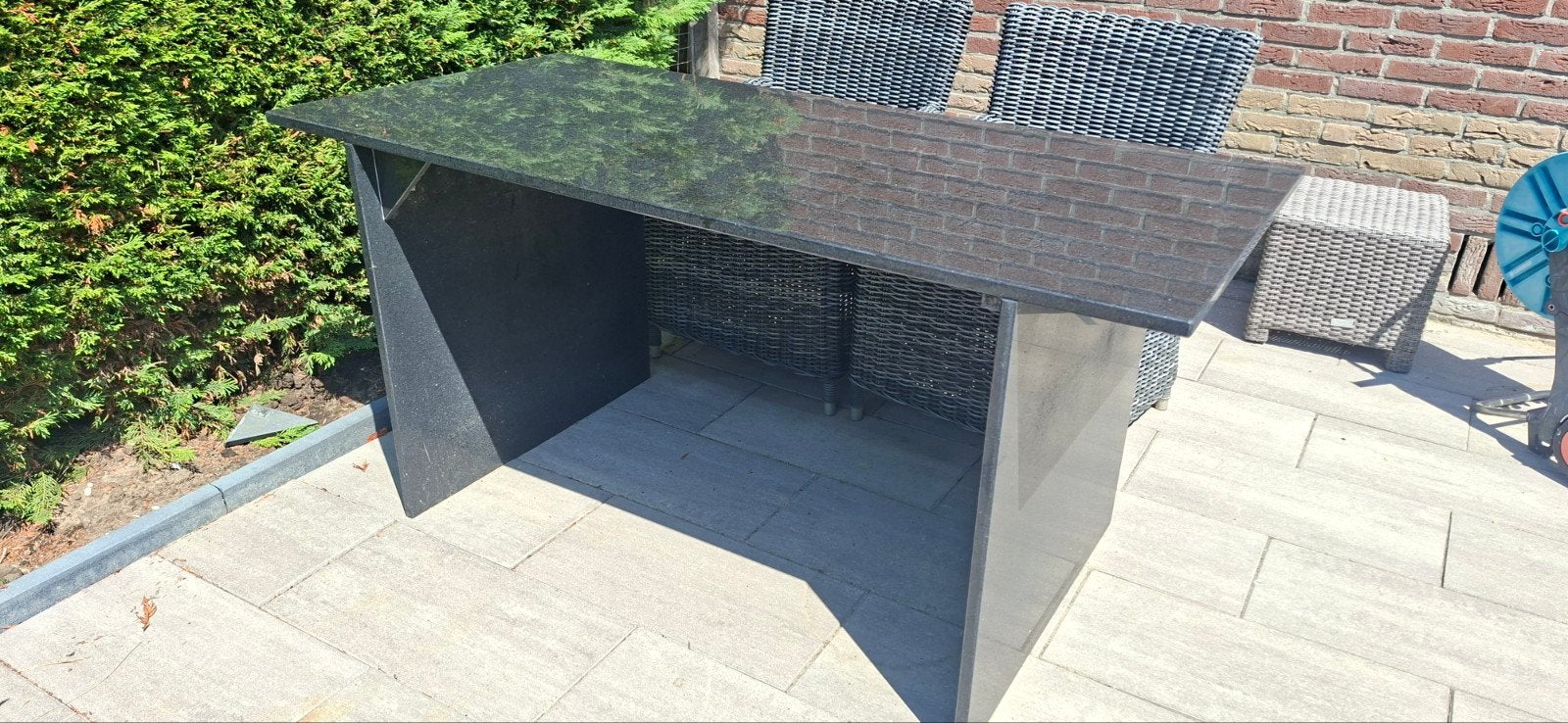 Stijlvolle granieten tuintafel voor buiten, Tuin en Terras, Tuintafels, Ophalen, Gebruikt, Rechthoekig, Overige materialen