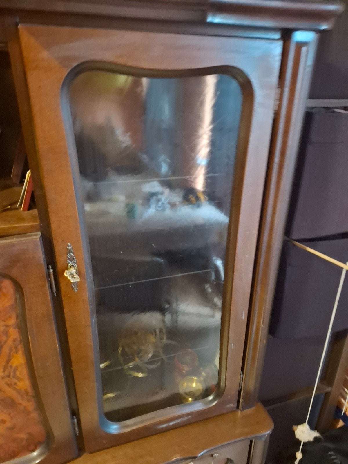Antieke Houten Vitrinekast met Lades en Opbergruimte, Ophalen