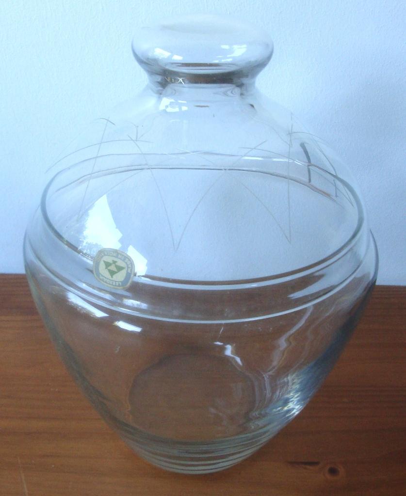 Leerdam Bowl schaal kom met deksel sticker oud logo, goede s, Ophalen of Verzenden
