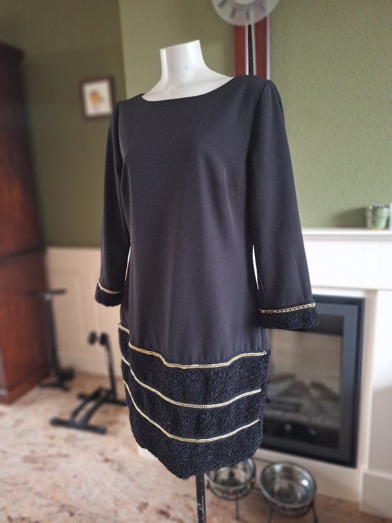 K-Design K Design zwarte goud winter jurk L, Kleding | Dames, K-design, Verzenden, Zwart, Maat 42/44 (L)