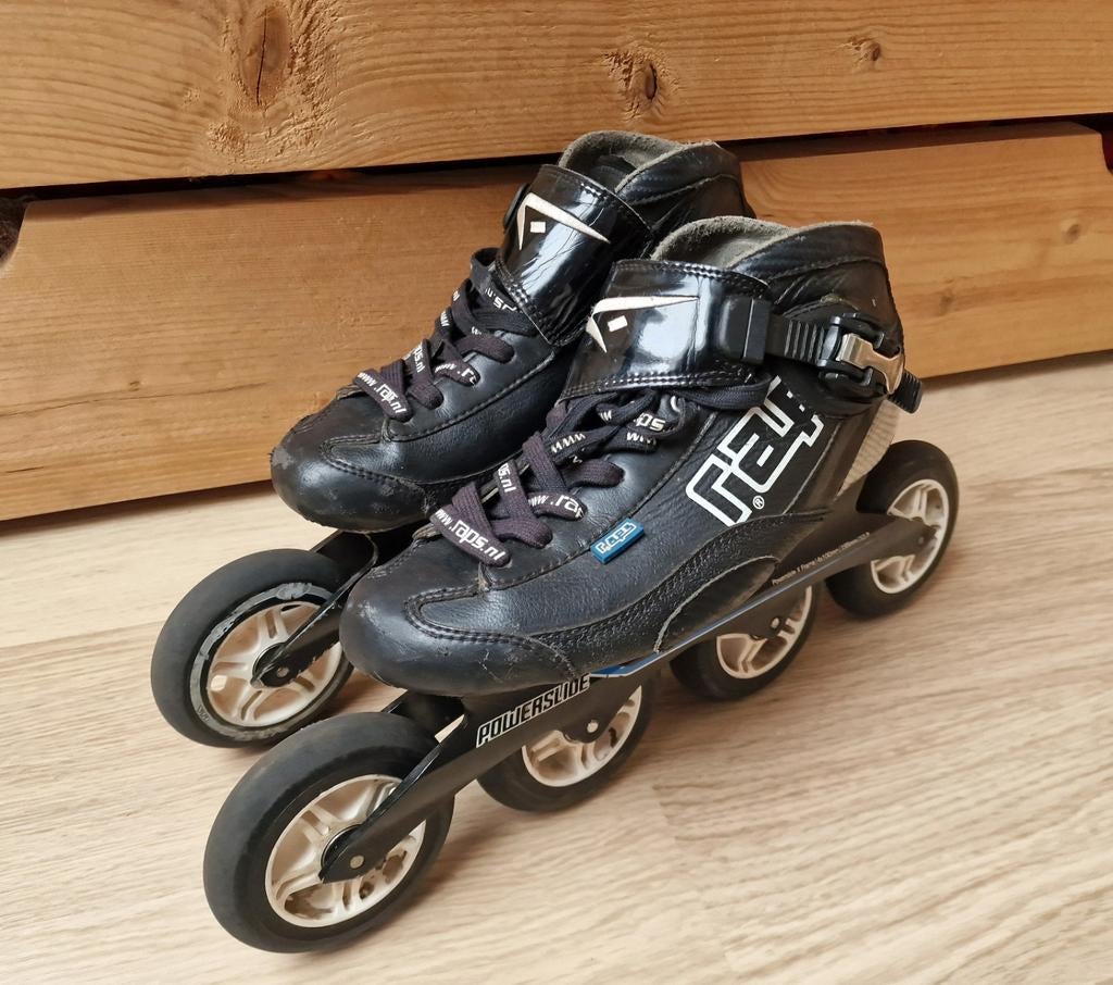 Raps MT 42 thermoplastische skates + Powerslide X Frame, Sport en Fitness, Skeelers, Gebruikt, Kinderen, Ophalen of Verzenden