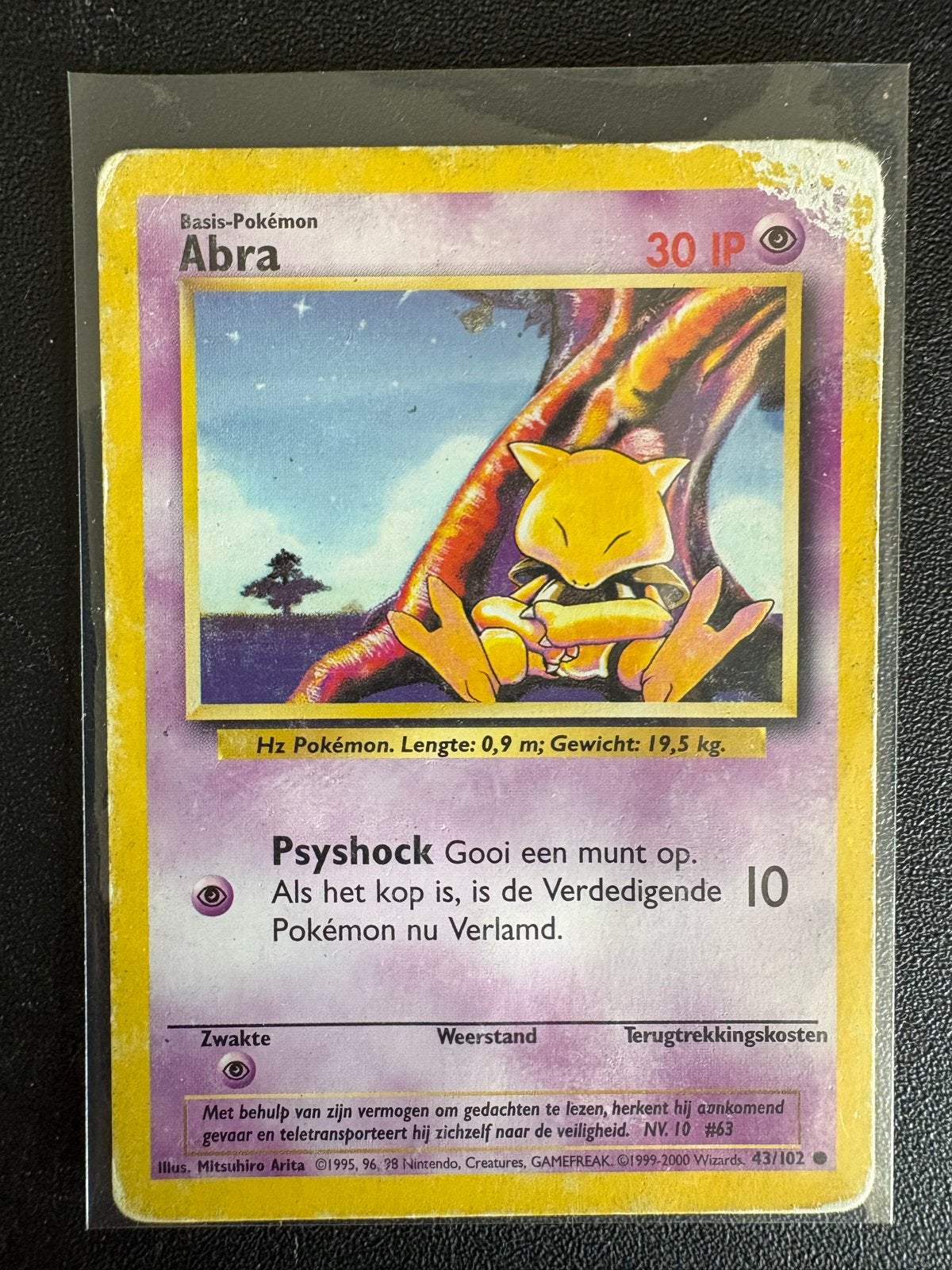 Pokémon Kaart - Abra (Basis-Pokémon) - Base Set 43/102, Ophalen of Verzenden, Gebruikt, Losse kaart