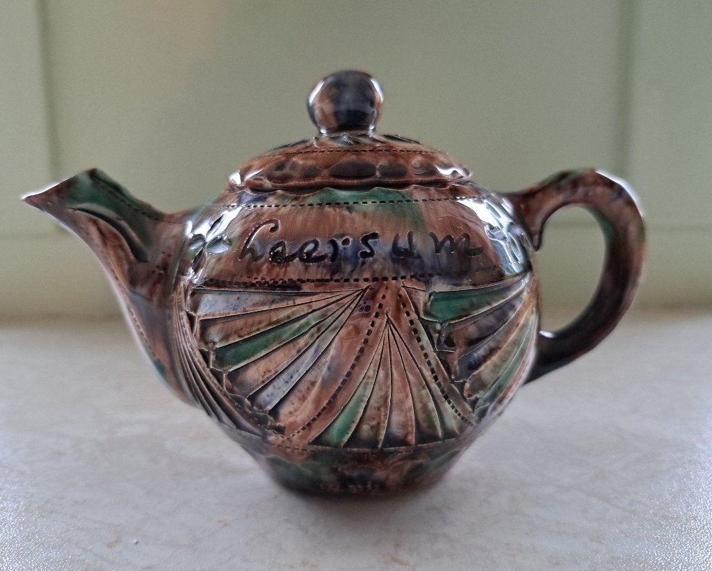 Vintage keramiek kerfsnede theepot Leersum Utrecht aardewerk, Verzenden