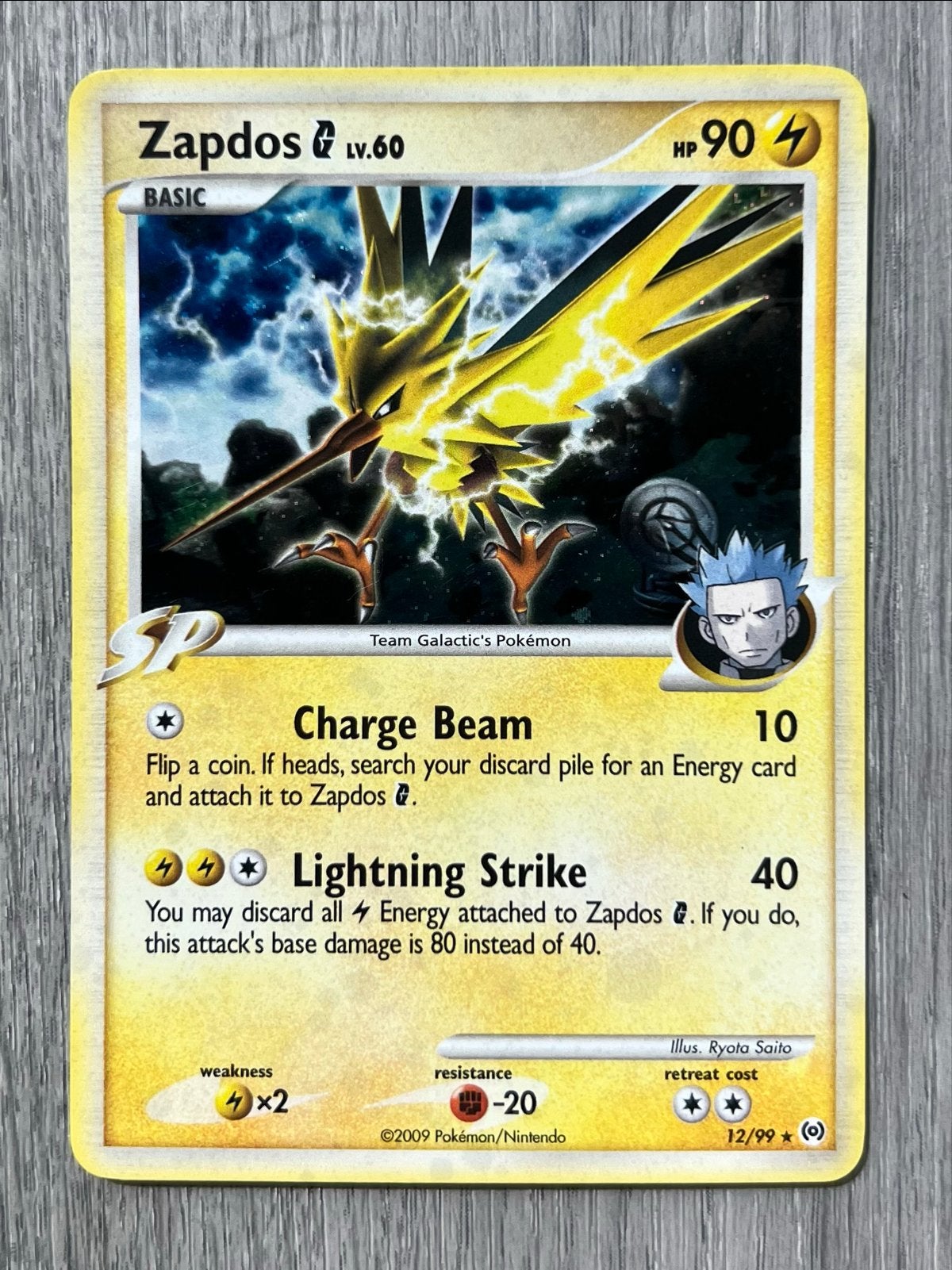 Pokémon Kaart Zapdos LV.60 Team Galactic's SP 12/99, Ophalen of Verzenden, Zo goed als nieuw, Losse kaart