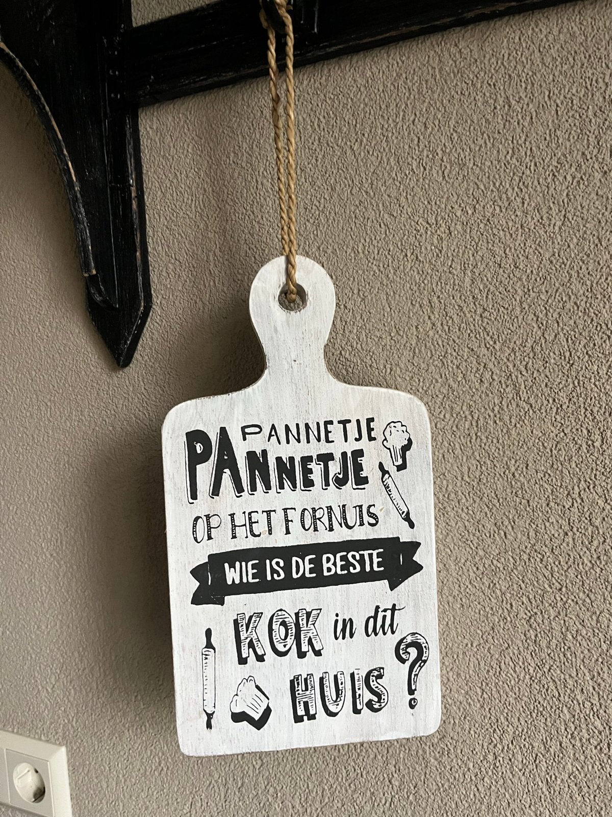 Leuk houten tekstbordje voor de keuken, Tekstbord, Gebruikt, Met ophangmogelijkheid, Ophalen of Verzenden