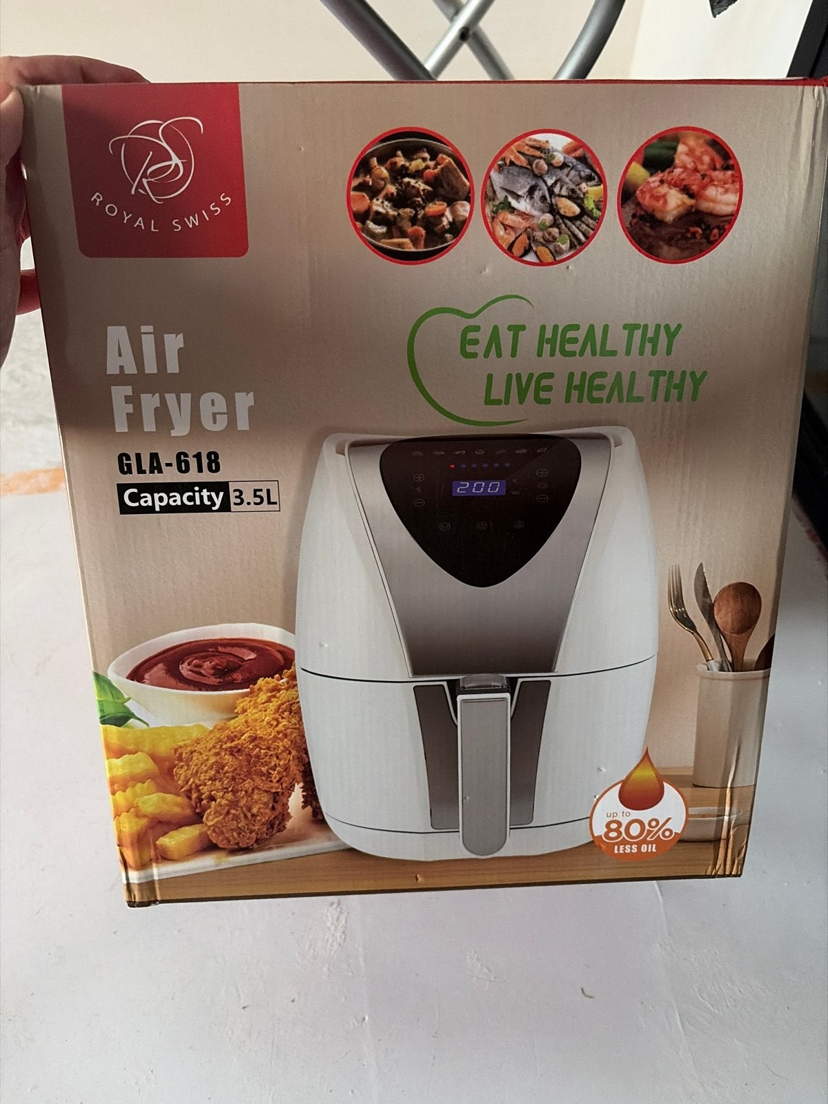 Royal Swiss Airfryer GLA-618 - 3.5L Capaciteit, Witgoed en Apparatuur, Ophalen of Verzenden, Nieuw, Airfryer, 1000 t/m 1499 gram