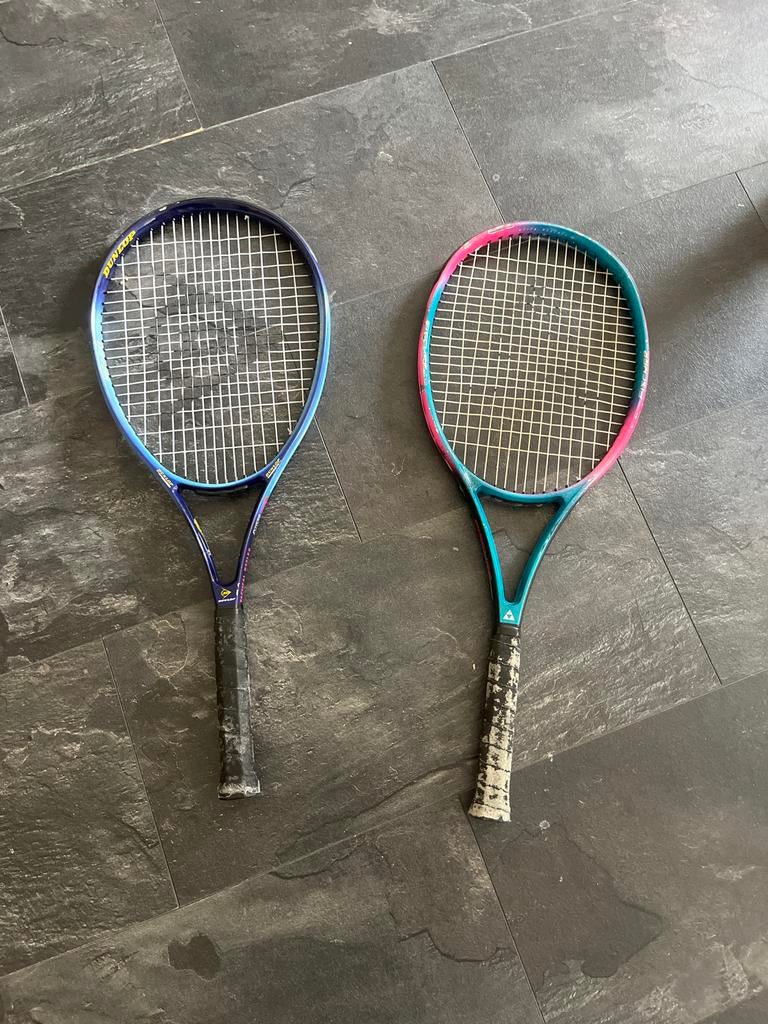 2 gebruikte tennisrackets (Dunlop en Fischer), Gebruikt, L4, Ophalen of Verzenden, Racket