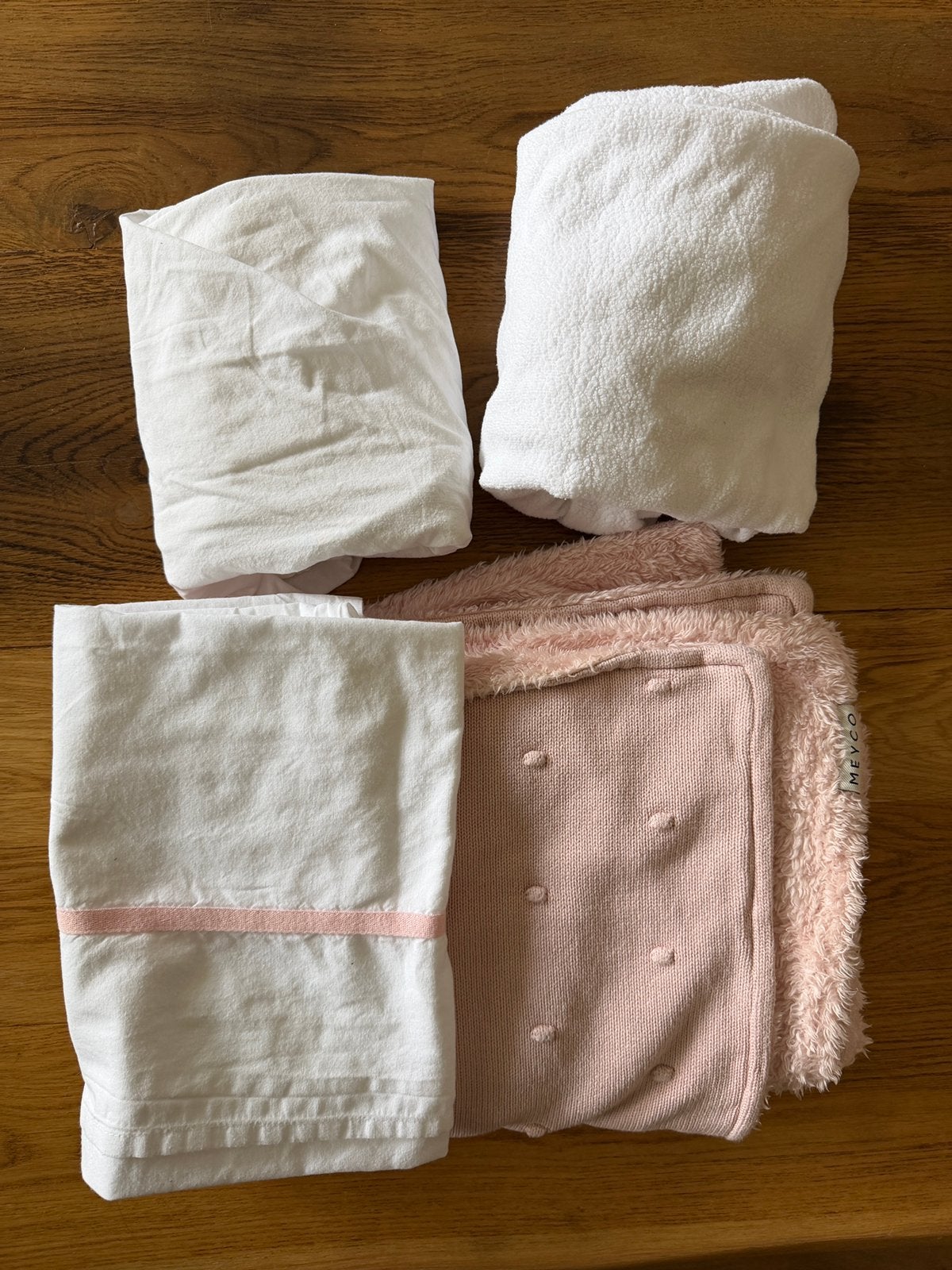 Co-sleeper/wieg: Deken, molton, laken, hoeslaken Meyco roze, Jongetje of Meisje, Ophalen of Verzenden, Roze, Deken of Dekbed
