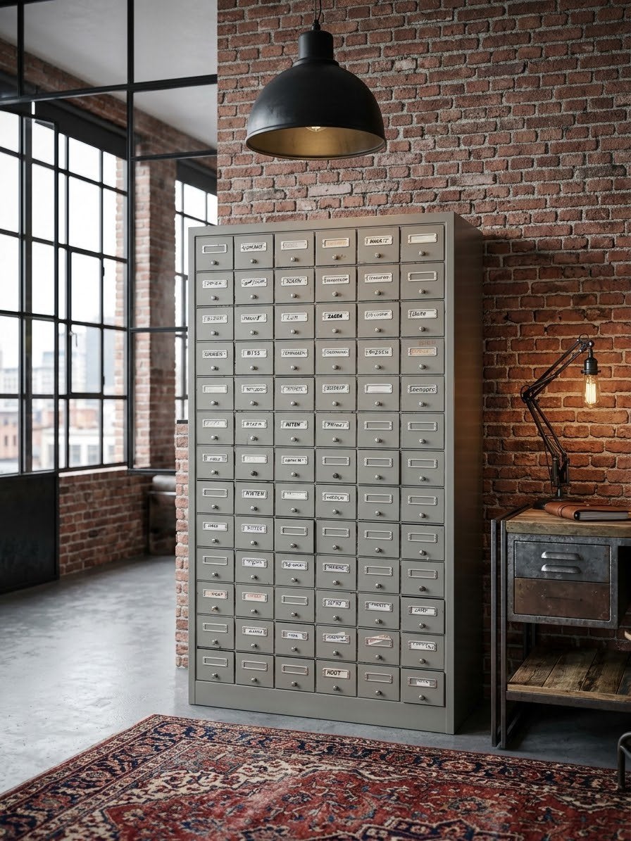 Industriële Vintage Metalen Ladekast - 170x95x50 cm, Ophalen