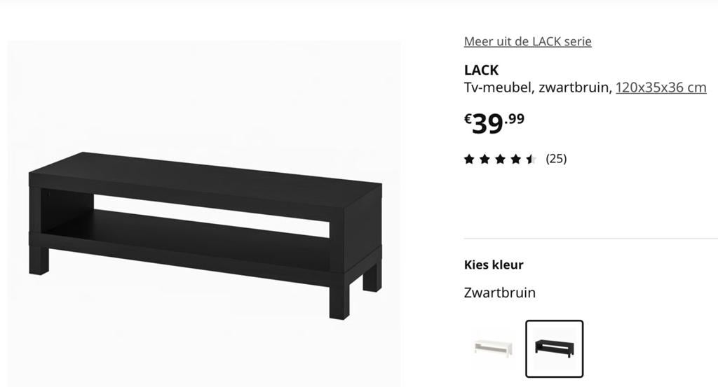 IKEA LACK TV-meubel, zwartbruin, Ophalen, Overige materialen, Gebruikt, 100 tot 150 cm