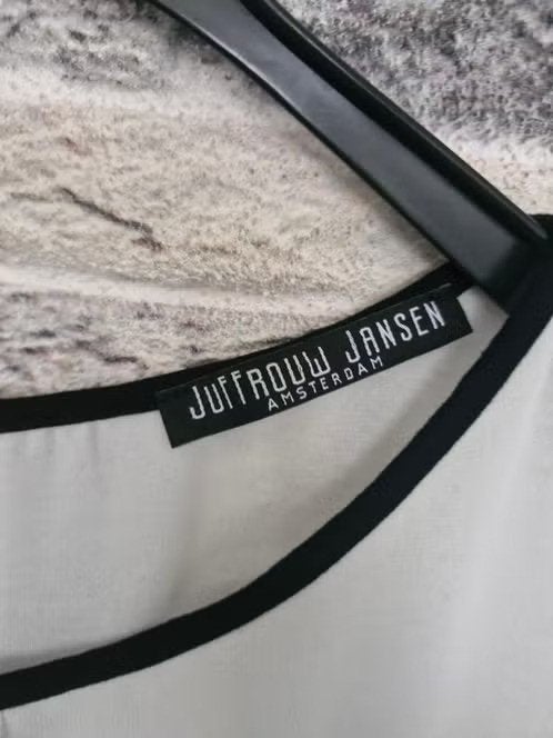 Wit zwarte jurk maat xl h, Mevrouw Jansen, Zwart, Maat 46/48 (XL) of groter, Onbekend