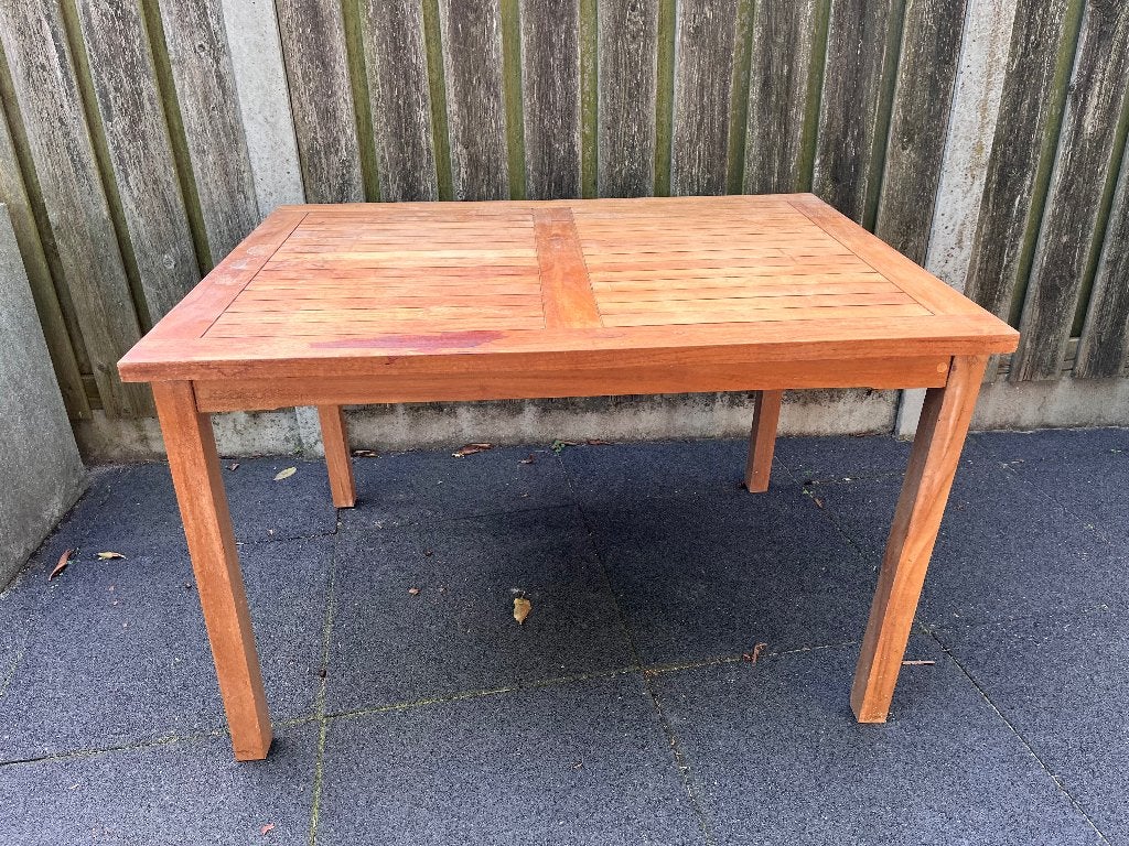 Houten tuintafel 120x90, Tuin en Terras, Ophalen, Gebruikt, Rechthoekig, Hout