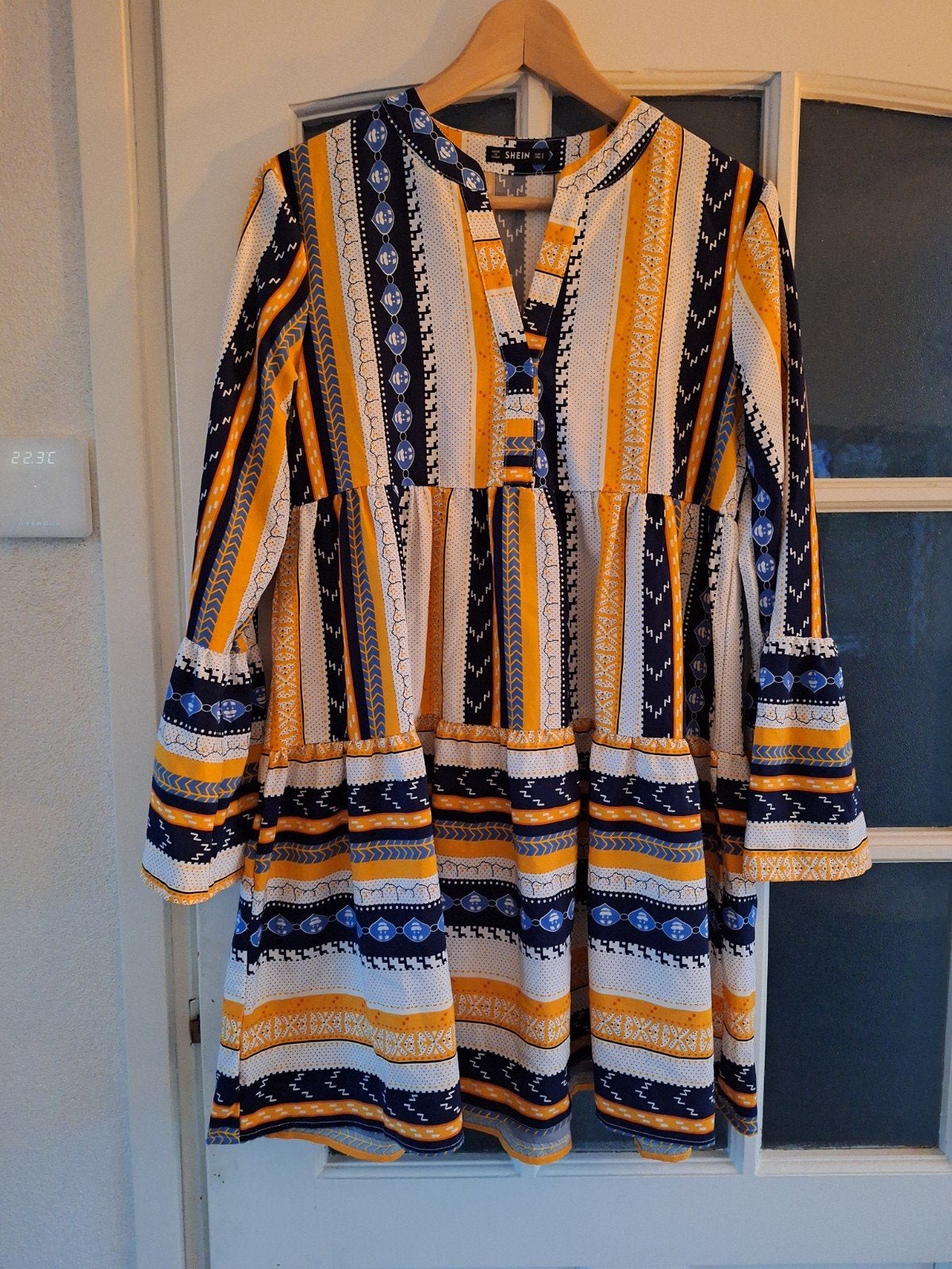 Shein jurk met print - Maat S, Kleding | Dames, Jurken, Zo goed als nieuw, Maat 36 (S), Meerkleurig, Boven de knie, Ophalen of Verzenden