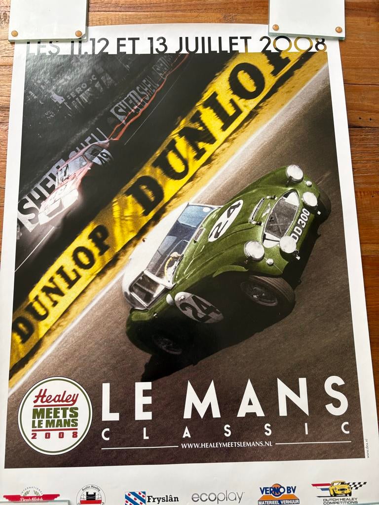 Le Mans Classic 2008 Healey Meets Le Mans Poster 70x40 cm, Verzamelen, Ophalen, Rechthoekig Staand, Zo goed als nieuw, Sport