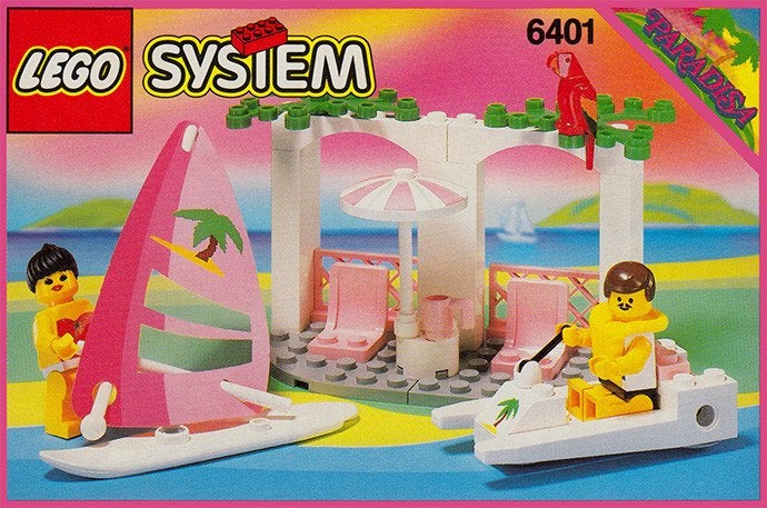 Lego:  	 Lego 6401 Seaside Cabana en 2870 Paradise Barbeque, Gebruikt, Overige thema's, Lego, Compleet