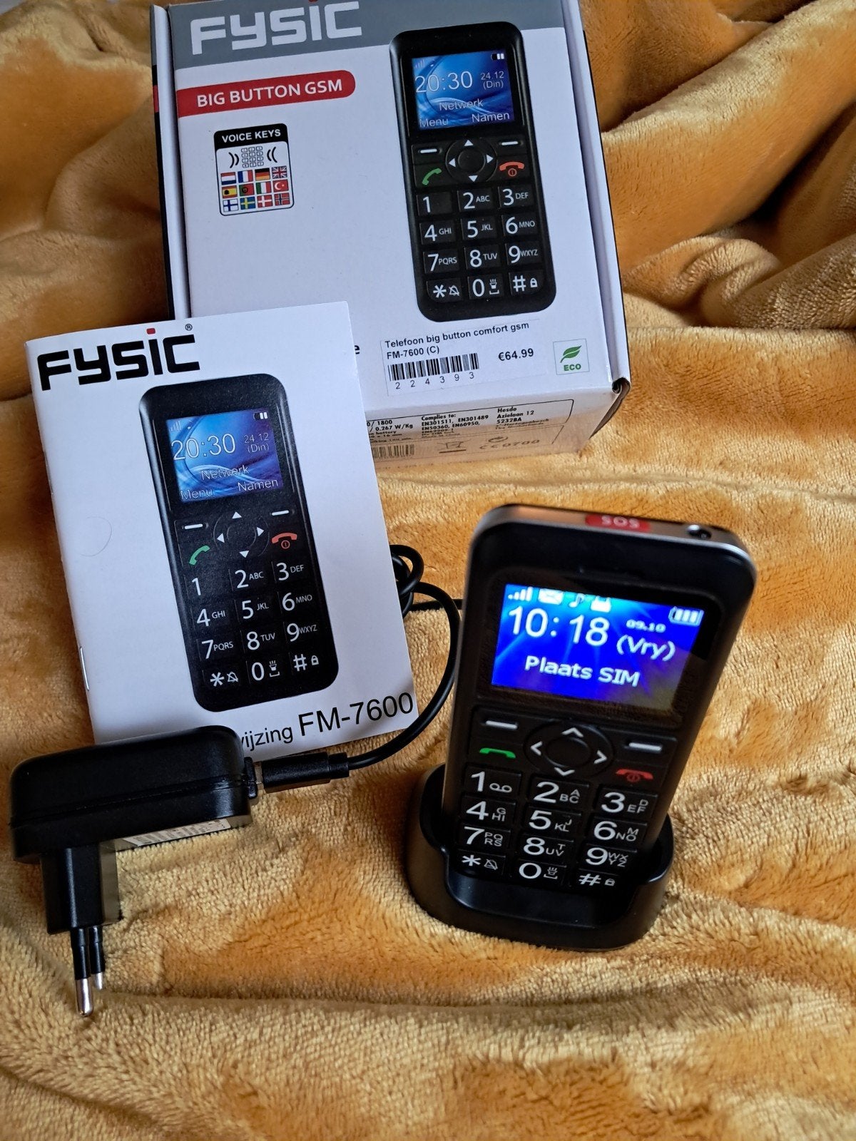 Fysic FM-7600 Senioren Mobiele Telefoon met Oplaadstation, Telecommunicatie, Geen camera, Ophalen of Verzenden, Zo goed als nieuw