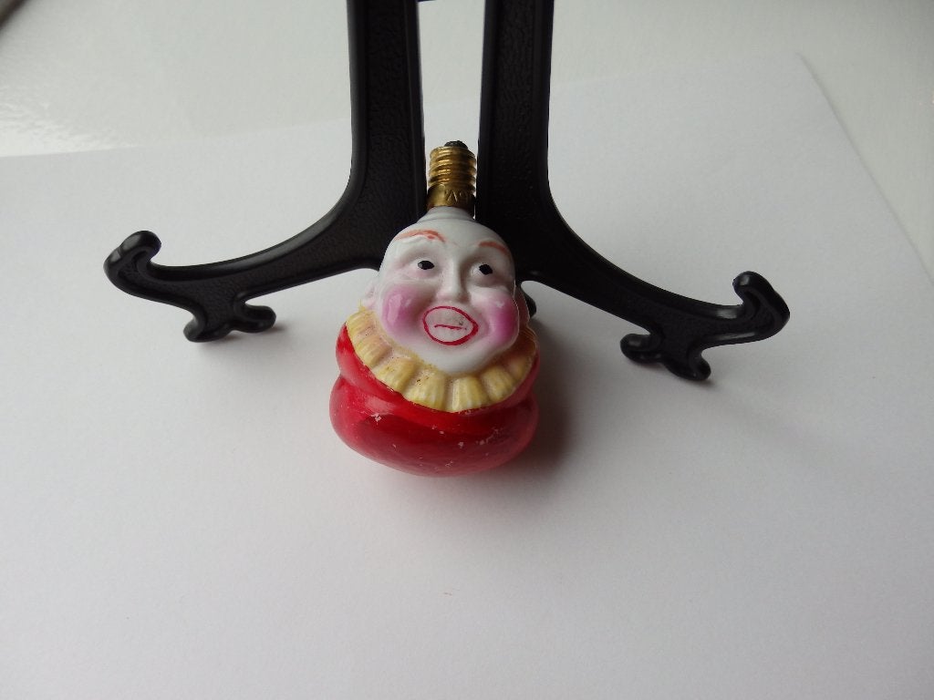 nr1 Antiek Figuurlampje Clown/Pierrot Melkglas kerst lampje, Ophalen of Verzenden, Gebruikt
