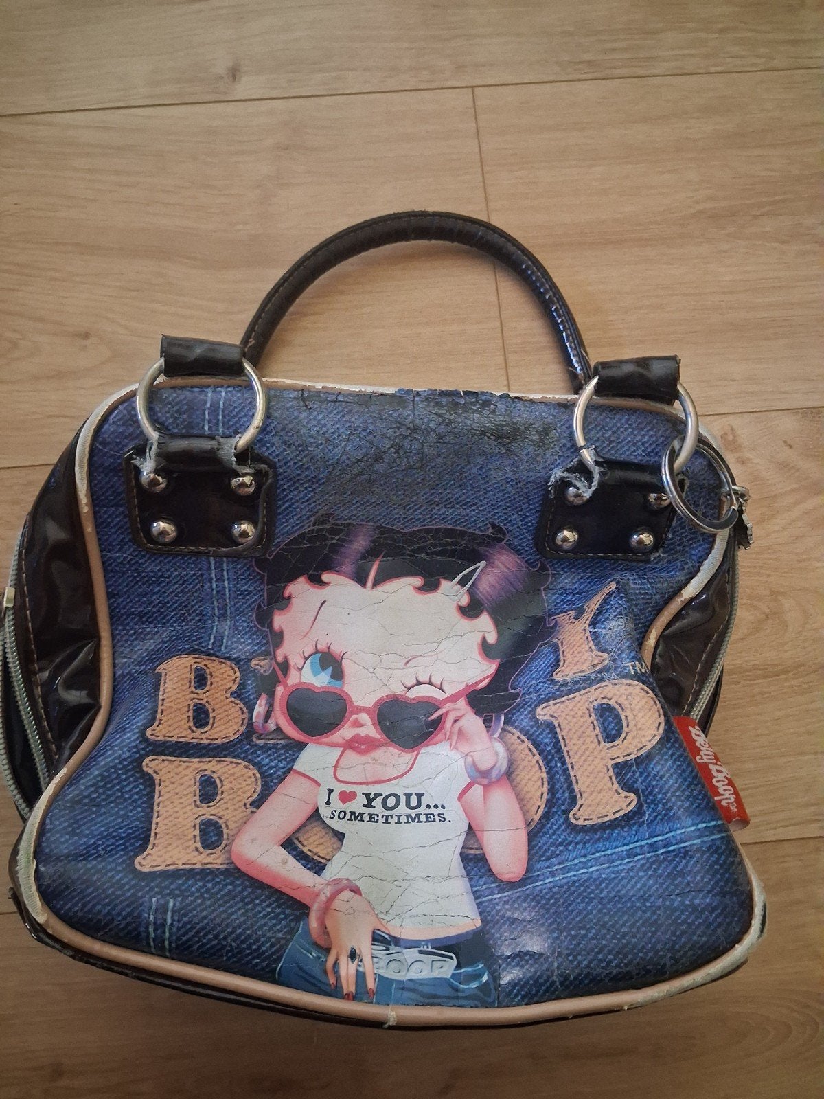Betty Boop Handtas met 3 vakken en gebruikerssporen, Ophalen of Verzenden, Gebruikt, Overige kleuren, Handtas