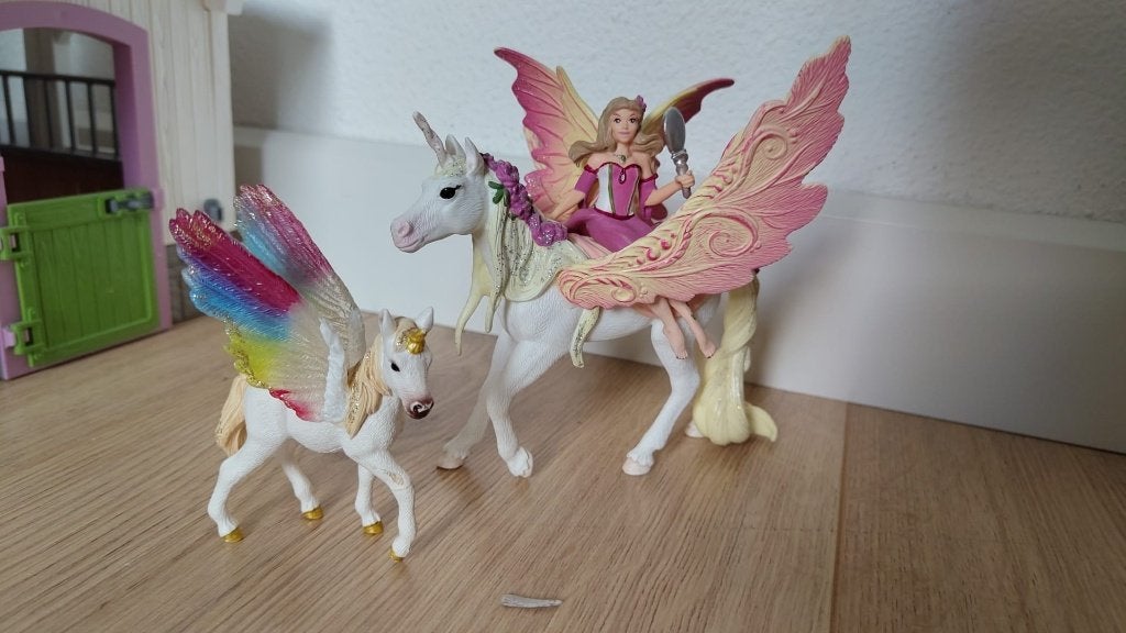 Schleich Bayala pegasus en regenboogeenhoorn 70568 en 70577, Ophalen of Verzenden, Zo goed als nieuw