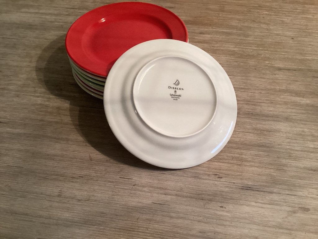 8 kleurige Dibbern bordjes 18 cm, Ophalen, Gebruikt, Overige merken, Vintage