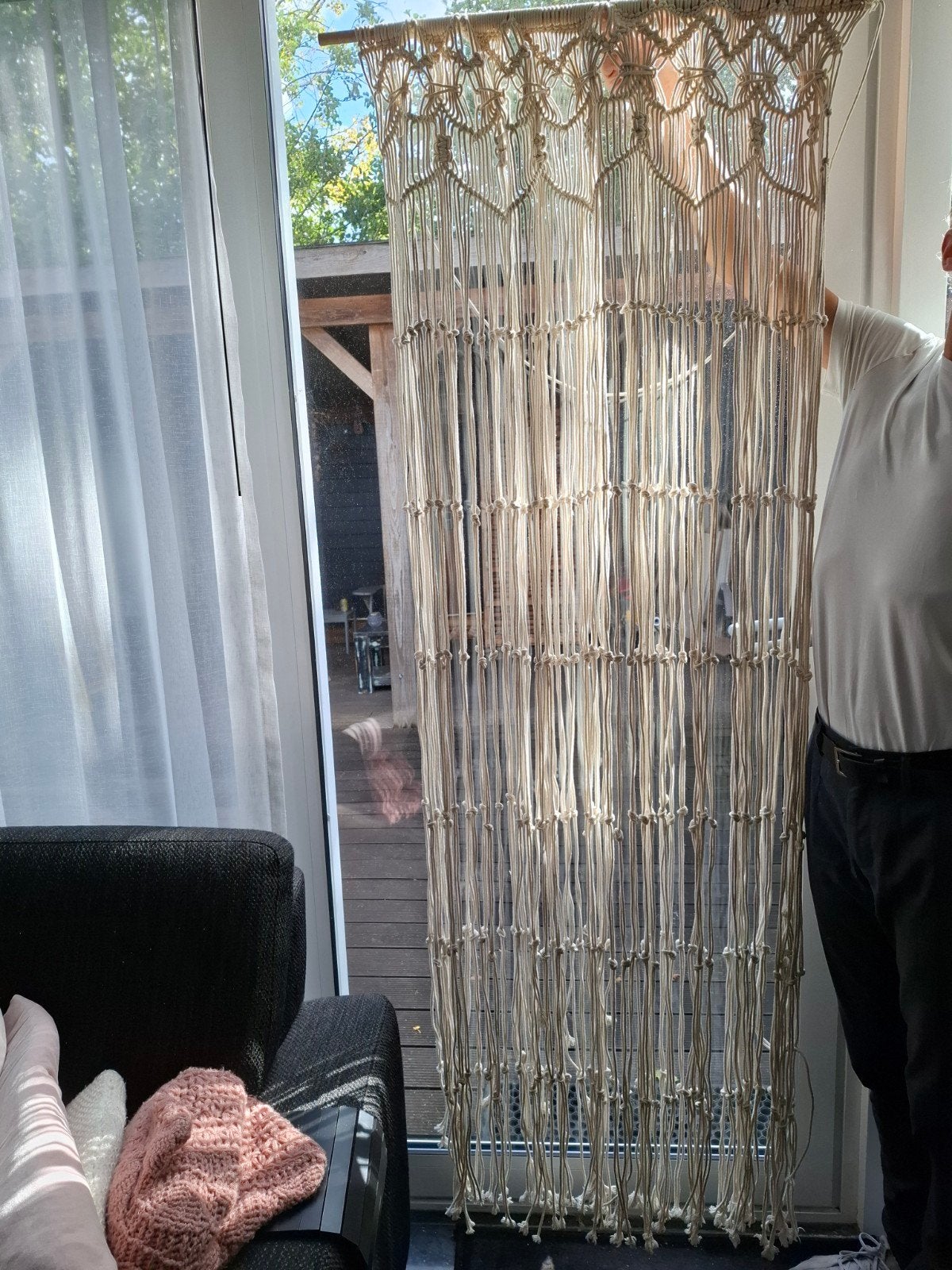 Macramé vliegengordijn, Ophalen, Overige materialen, 190 cm, Crème