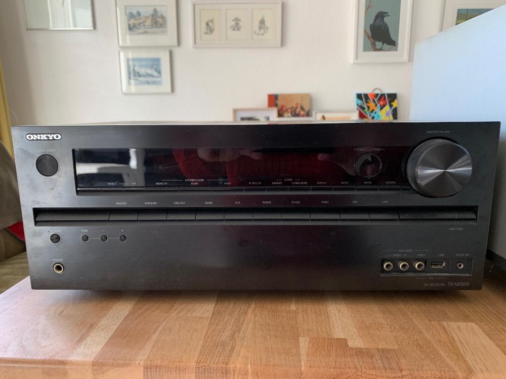 Onkyo av- receiver , subwoofer,  evt boxen., Ophalen, 120 watt of meer, Onkyo, Gebruikt