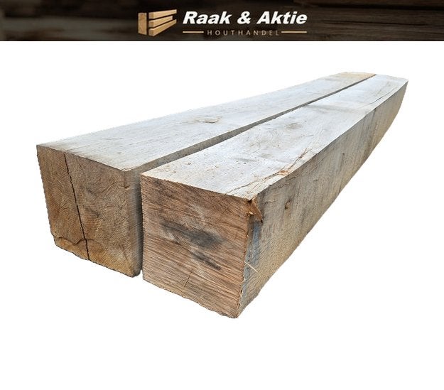 2 Rustiek Eiken balken 20x20 cm / 2.50 m lang - nr: HB352