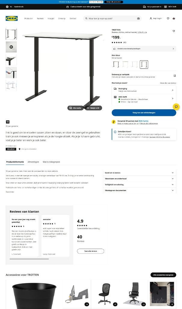 Bureau ikea verstelbaar in perfecte staat. 25 euro, Huis en Inrichting, Bureaus, Ophalen, Overige typen, In hoogte verstelbaar