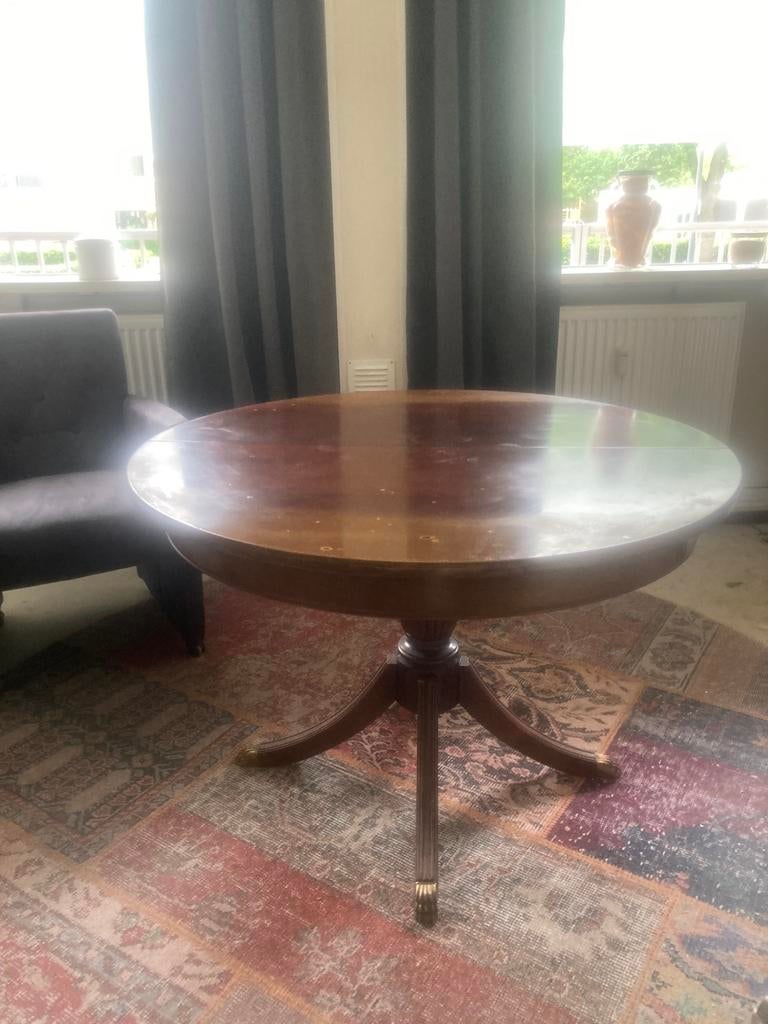 Eettafel teak, Huis en Inrichting, Tafels | Eettafels, Gebruikt, Iut de oude doos, Rond, Ophalen of Verzenden