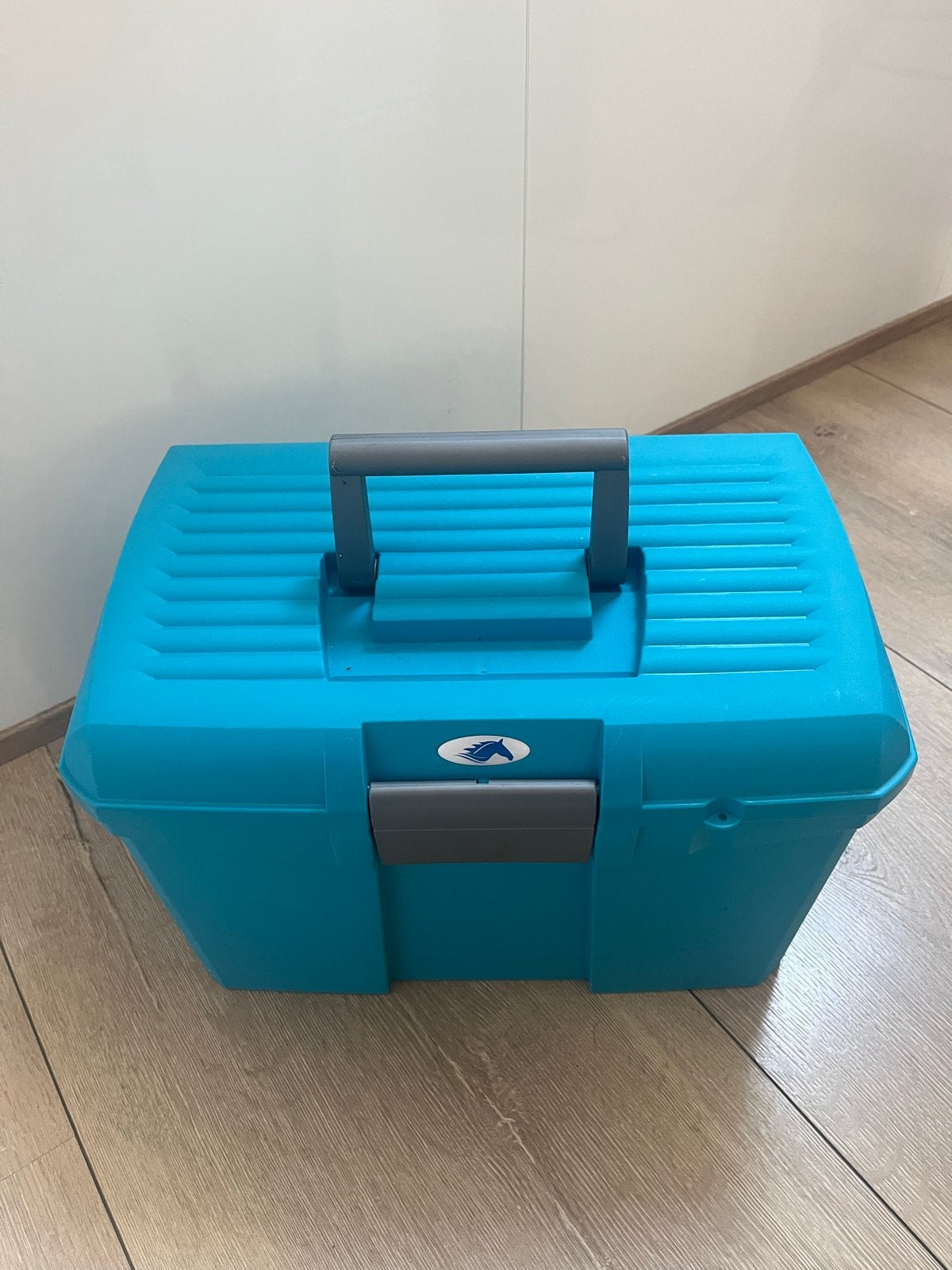 Mooie turquoise poetsbox Epplejack met inhoud, Dieren en Toebehoren, Ophalen, Zo goed als nieuw, Dressuur
