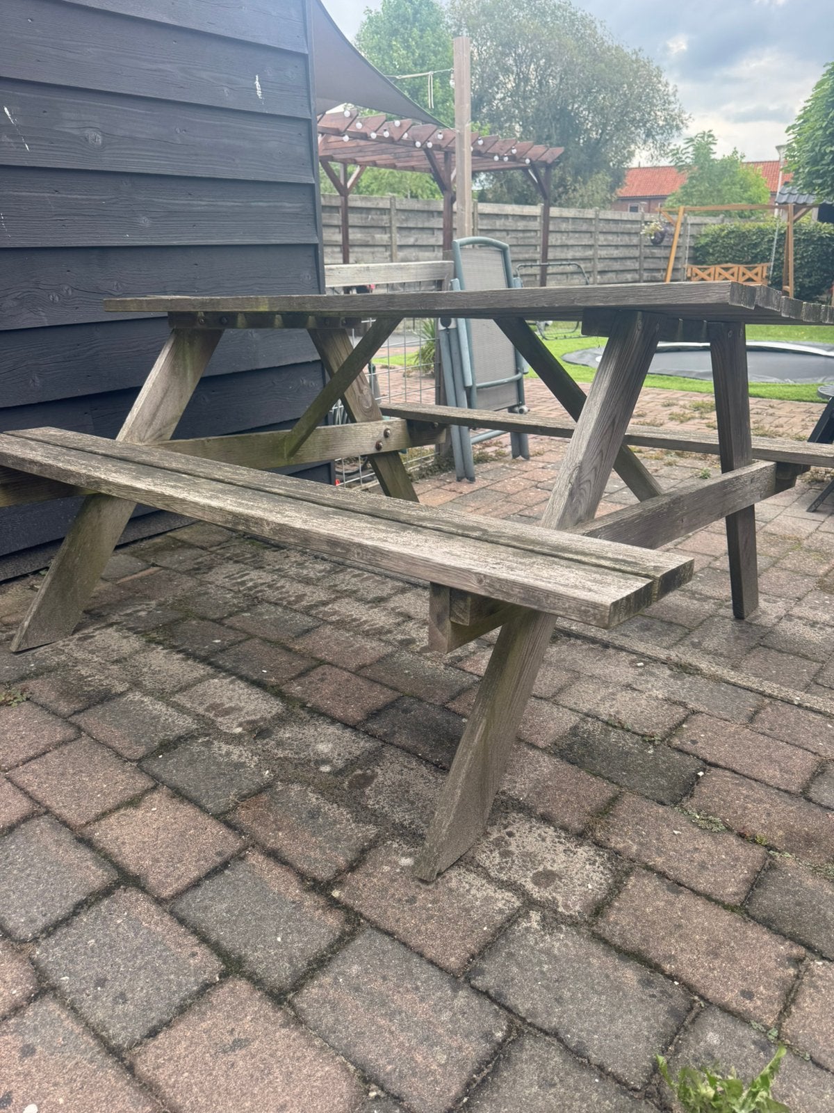 Picknick tafel picknick bank, Tuin en Terras, Ophalen, Gebruikt, Rechthoekig, Hout