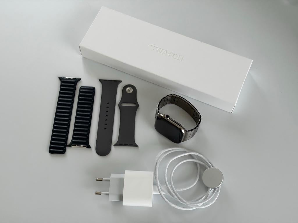 Apple Watch Series 10 46mm Natural Titanium AppleCare+, Ophalen, Apple Watch ⌚️, IOS, Zo goed als nieuw