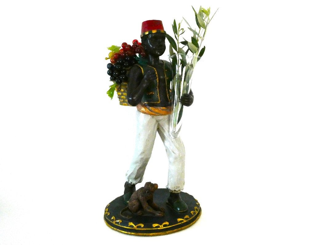 Blackamoor / oriëntaals beeld van een man met mand en vaas, Ophalen of Verzenden