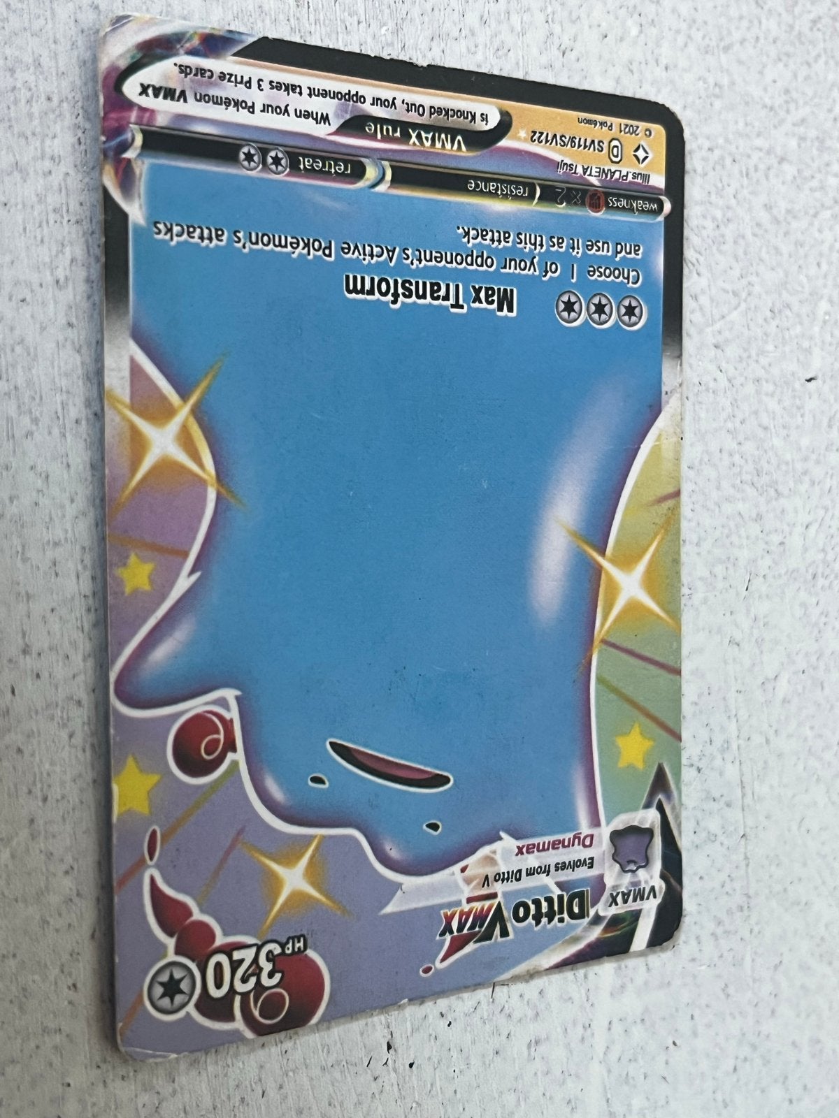 Pokémon Kaart: Ditto VMAX SV119/SV122 Shiny Vault, Ophalen of Verzenden, Gebruikt, Losse kaart, Foil