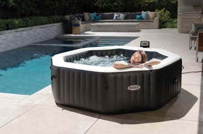 Intex PureSpa Jet & Bubble Deluxe te koop 4 persoons, Tuin en Terras, Bubbelbaden en Hottubs, Ophalen of Verzenden, Gebruikt, Filter