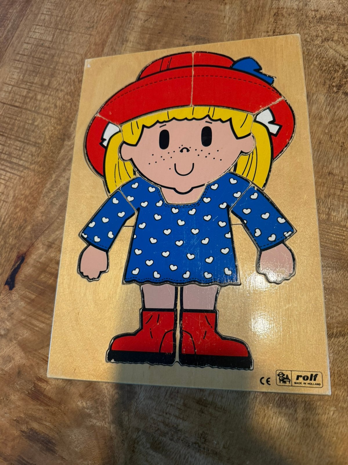 Rolf Holland houten aankleedpuzzel meisje dubbele laag, Kinderen en Baby's, Speelgoed | Kinderpuzzels, Verzenden, Zo goed als nieuw