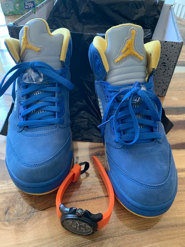 Nike Air Jordan 5 Retro Laney JSP - Maat 42,5, Ophalen of Verzenden, Zo goed als nieuw, Blauw, Sneakers of Gympen