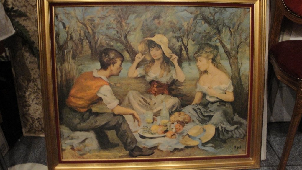 schilderij met mooie lijst lithografie, Antiek en Kunst, Kunst | Schilderijen | Klassiek, Ophalen of Verzenden
