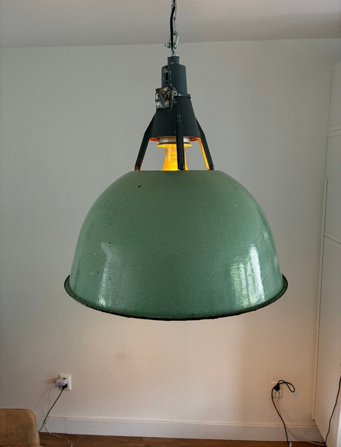 Te koop vintage industriële lamp met E40 fitting, Ophalen, Gebruikt, Metaal, Industrieel