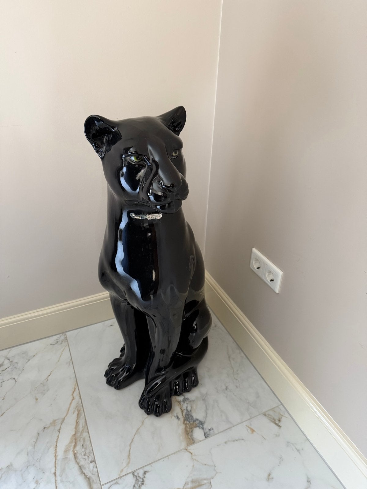 Zwarte Panter Beeld - Glanzend Decoratief Figuur, Zwart, Ophalen of Verzenden, Zo goed als nieuw, Modern