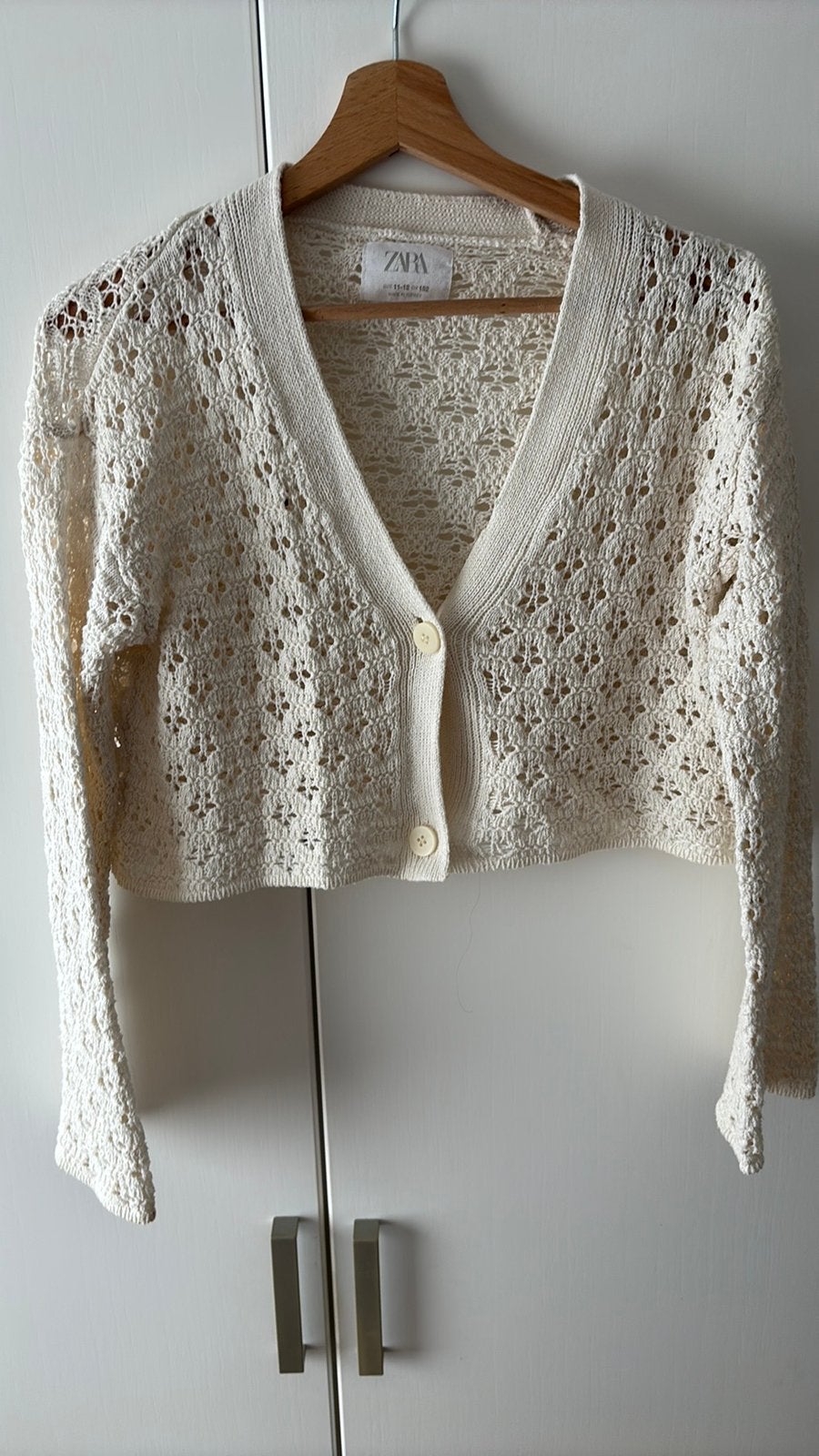 Zara gehaakt vestje/ bolero meisjes wit mt 152, Ophalen of Verzenden, Zo goed als nieuw, Meisje, Trui of Vest
