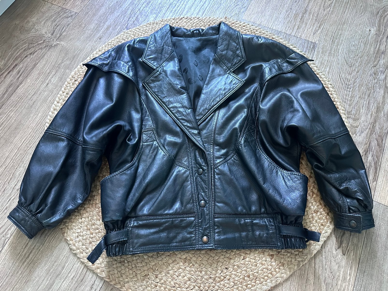 Vintage 80s jack van leer maat M, Ophalen of Verzenden, Gedragen, Maat 38/40 (M), Zwart