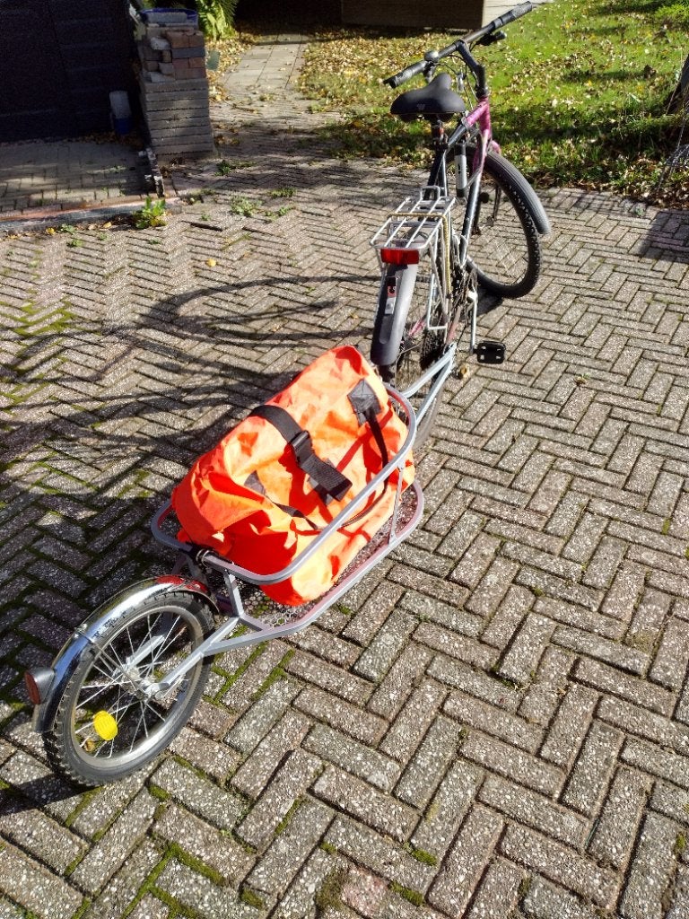 Fietskar éénwielig plus grote tas, Fietsen en Brommers, Ophalen, Onbekend, Bagagekar, 20 tot 40 kg