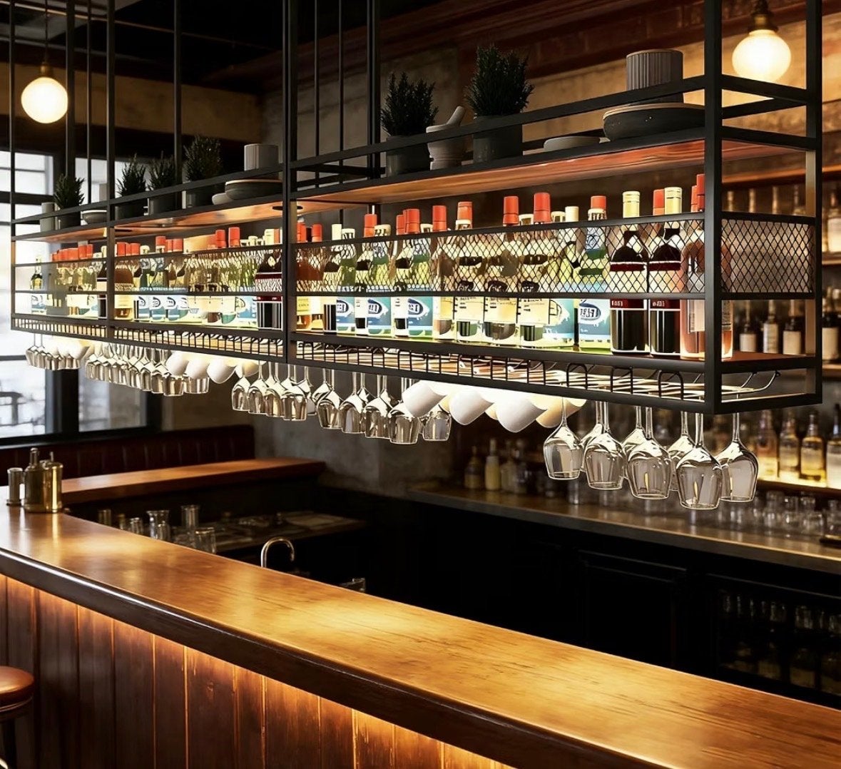 Nieuw in doos! Hangend wijnrek glazenrek bar, Ophalen, 15 tot 25 flessen, Nieuw, 75 – 100