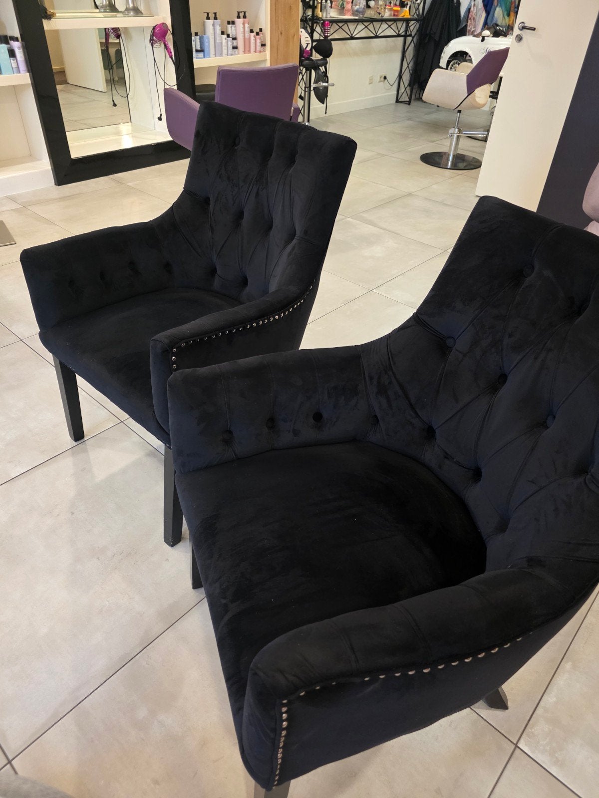 2 zwarte stoelen, perfect voor kapsalon of wachtruimte, Ophalen, Gebruikt, Twee, Zwart